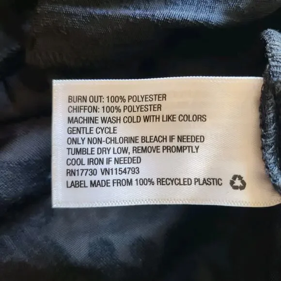 Knox Rose Long Sleeve Burn Out Velvet Chiffon Tiered Black Midi Dress Size M - Picture 7 of 11